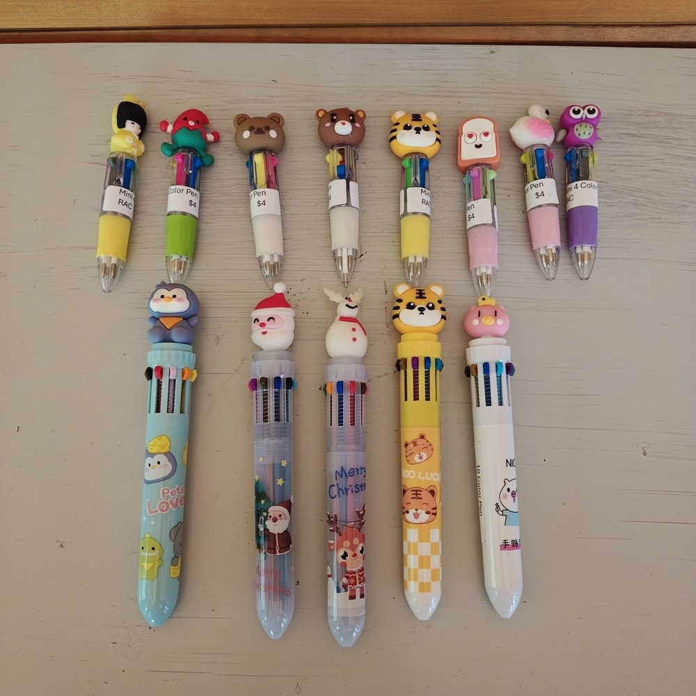 Lot of 13 4 and 10 Color Character Pens Multicolor ZC4‎